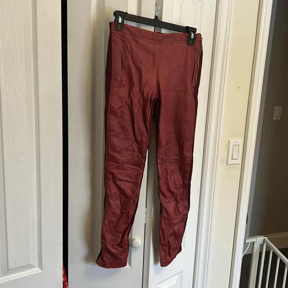 Marciano red lambskin leather leggings